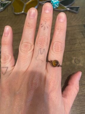 Tiger eye copper wire wrap ring